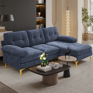 lot 504 image: Cobalt Convertible Sectional Sofa Couch, Convertible L Shaped Couch with Reversible Chaise