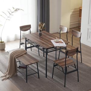 lot 509 image: 6PCS Ktaxon Dining Room Set Modern Kitchen Table Set with 4 Chairs and 1 Bench