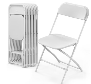 lot 425 image: VINGLI 10 Pack White Plastic Folding Chair, Indoor Outdoor Stackable Seat