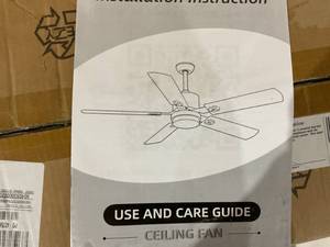lot 301 image: Qutwob 42 Ceiling Fan with 5 Blades, Light and Remote