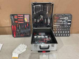 lot 335 image: Black Hand Tool Box with 4 Layers of Toolset and Wheels