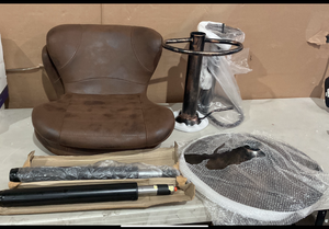 lot 364 image: Homfa Swivel Bar Stools Set of 2, Brown Leather