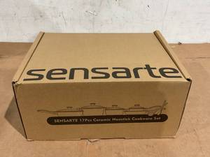lot 144 image: 17PCS Sensarte Ceramic Nonstick Pots and Pans Set, Healthy Non Stick Cookware Set with Pots Protectors
