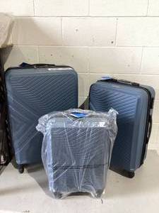 lot 450 image: 3PCS Travelhouse Travel Luggage Set TSA Lock, ABS Trolley Carry On Suitcase
