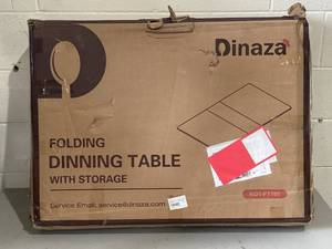 lot 461 image: Dinaza Folding Dining Table Drop Leaf Table for Small Spaces with 2 Tier Storage Racks