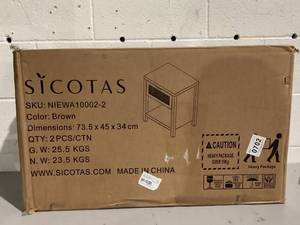 lot 465 image: SICOTAS Rattan Nightstand - Farmhouse Night Stand with Drawer and Storage Shelf