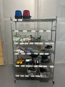 lot 10 image: Shelving Unit with Miscellaneous Items
