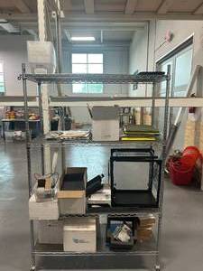 lot 16 image: Shelving Unit with Miscellaneous Items