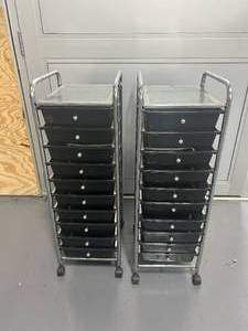 lot 92 image: Lot of 2- Rolling Filing Racks