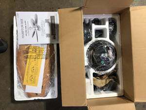 Hampton Bay Lillycrest 52 in. IndoorOutdoor Aged Bronze Ceiling Fan with Downrod and Reversible Motor Light Kit Adaptable   Customer Returns See Pictures