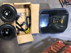 Gorilla 8 cu. ft. Dual-Wheel Wheelbarrow, Pro-Grade Poly Bucket, Steel Handles, Dual 16 in. Pneumatic Wheels, Easy-Dump Design Missing Pieces Customer Returns See Pictures
