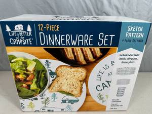 New Life is Better at The Campsite 12 Piece Dinnerware Set