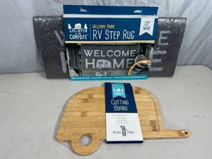 New Life is Better at The Campsite Cutting Board & RV Step Rug