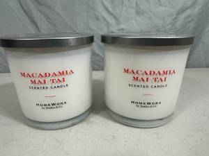 2 New Homeworx Macadamia Mai Tai Candles