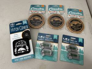 New Camping Themed Coasters, Bubble Levels, Hitch Cover