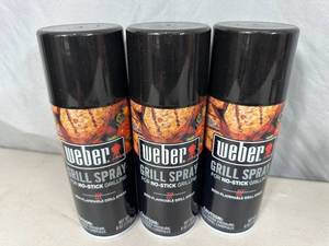 3 New Cans Weber Non-Stick Grill Spray