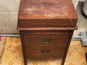 lot 700 image: Antique Sewing Cabinet, Including Supplies That Are Inside 25 Inches x 16 Inches x 12 Inches