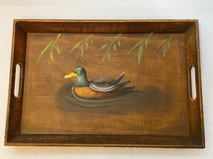 lot 709 image: Wooden Tray With Painted Duck