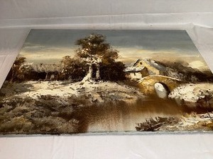 lot 625 image: Landscape Painting in Browns and Earth Tones Measuring 36 x 24