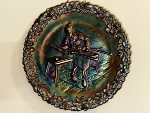 lot 853 image: Three Vintage Fenton Carnival Glass Collector Plates - Glass Blower Series