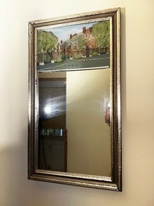 lot 878 image: Vintage Harvard University Reverse Painting with Mirror