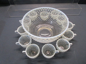 Punch Bowl & 12 Cups, Ladle, Fenton