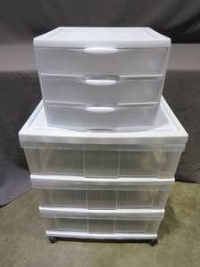 Mixed Lot of Plastic 3 Drawer Bins