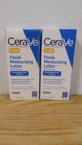 lot 18 image: Set of 2 CeraVe Face Moisturizer with Sunscreen, AM Facial Moisturizing Lotion for Normal to Dry Skin - SPF 30-2 fl oz