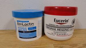 lot 30 image: Set of 2 AmLactin Intensive Healing Body AHA Cream-12oz & Eucerin Body Cream- 16oz - Unscented