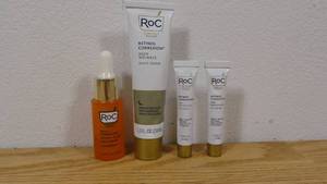 lot 37 image: Set of 4-RoC Skin Care Regiment-Mulit Correxion Daily Serum-.33fl oz- Deep Wrinkle Night Cream-1.3fl oz- 2 Line Smoothing Eye Cream-.25fl oz