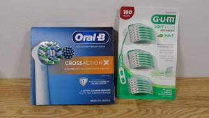 lot 52 image: Lot of Oral-B Cross action Brush Heads(10 Pack) & G.U.M. Soft-Picks (180 Count)
