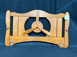 lot 17 image: Vintage Wooden Plane-Themed Bed HeadFootboards - Twin Sz