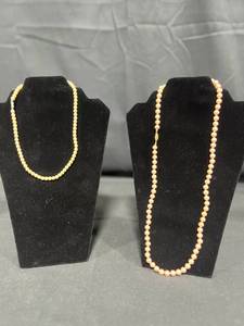 lot 159 image: Lot of 2 Faux Pearl Necklaces - displays not included