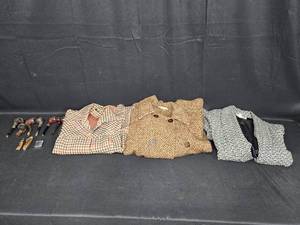 lot 40 image: Lot of Vintage Smoking Pipes, Multi-Tool, Lighter, and Mens Coats