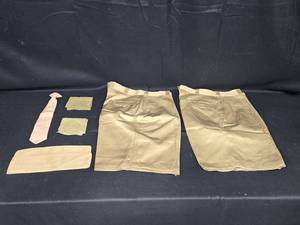 lot 46 image: Vintage Military Uniform Accessories - Tie, Handkerchiefs, Belt, and Shorts