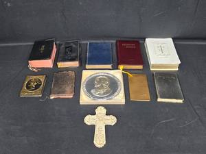 lot 49 image: Collection of Religious Books and Decorations