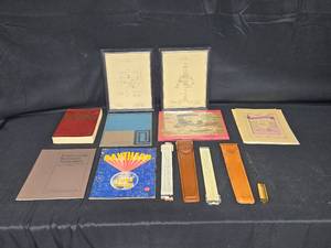 lot 55 image: Vintage Engineering and Electrical Lot with Slide Rules, Tools, and Manuals