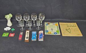 lot 80 image: Lot of Irish-Themed Collectibles Books, Glassware, and Souvenirs