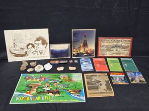 lot 86 image: Assorted Lot of Travel Memorabilia, Artwork, and Collectibles