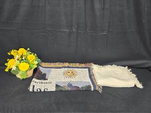 lot 102 image: Decorative Blanket Lot with Floral Arrangement