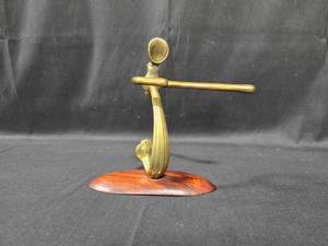 lot 169 image: Vintage Brass Abstract Sculpture on Wooden Base