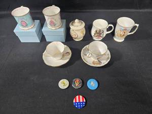 lot 189 image: Collection of Commemorative English Fine Bone China and Collectible Buttons