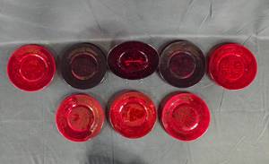 lot 212 image: McKee Rock Crystal - Red Smooth Salad Plate 7.75 - Set of 8