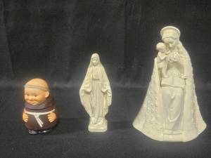 lot 59 image: Lot of 3 Porcelain Religious Figurines