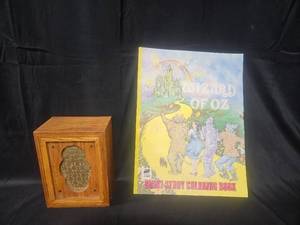 lot 81 image: Wizard of Oz Coloring Book and Decorative Wooden Box