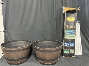lot 66 image: Two Large Flower Pots & a Gazebo Enchanted Garden Patio Shop for Assembly