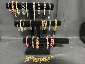 lot 251 image: Assorted Fashion and Charm Bracelets, Including Watch - displays not included