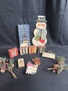 lot 333 image: Assorted Christmas Decor Lot Including Snowman Figures and Ornaments