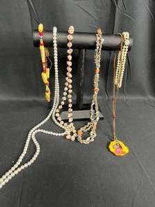 lot 271 image: Assorted Beaded and Pearl Necklaces with Decorative Pendant - display not included