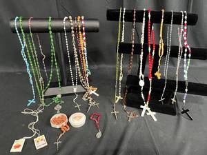 lot 276 image: Large Collection of Various Rosary Beads and Crucifixes - displays not included